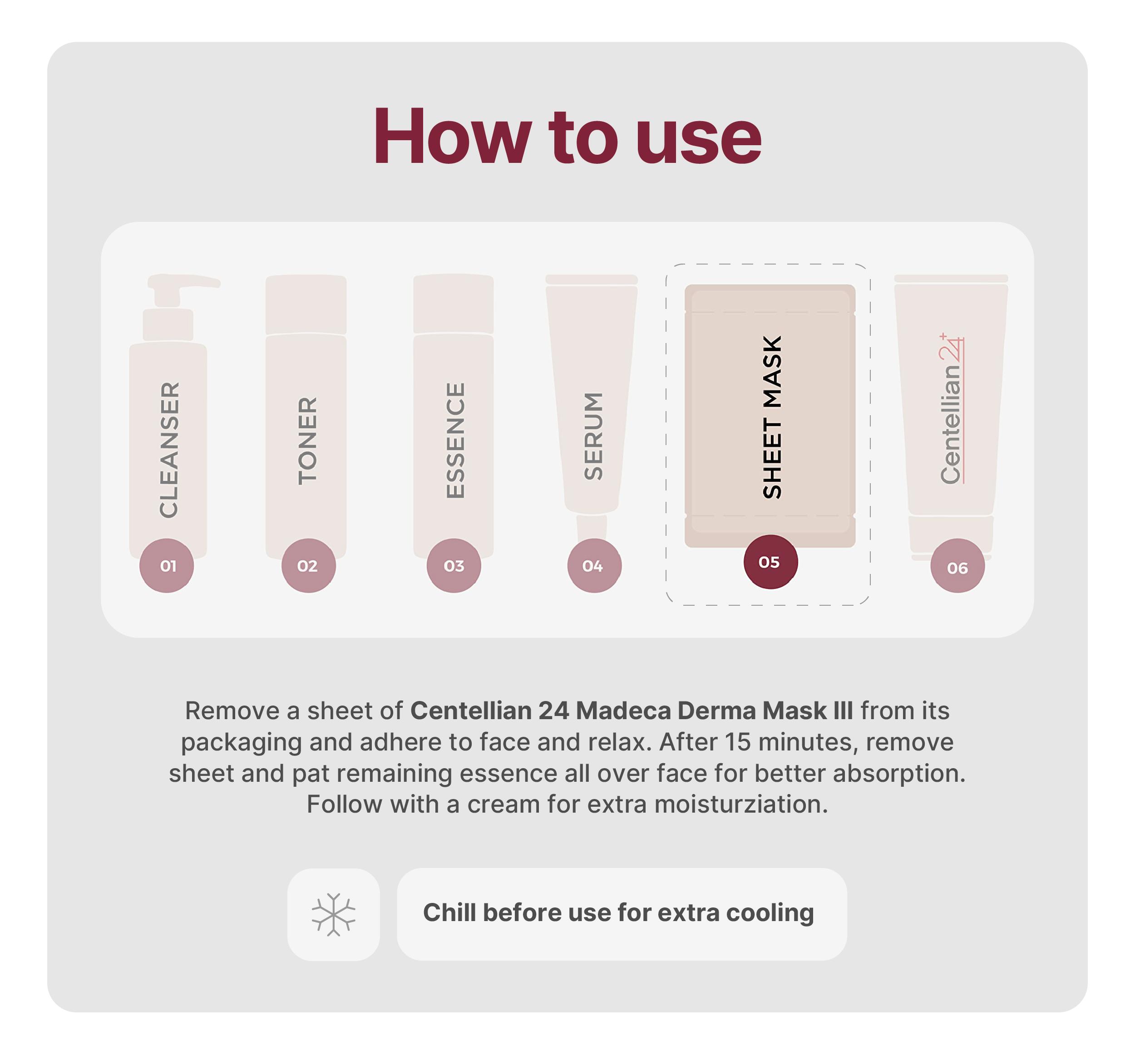 [Centellian24] Madeca Derma Mask III Intensive Formula | 24hr Hydration + Radiant Skin | Repair Sheet Mask | Korean Skincare | 1pc (0.77 fl oz)