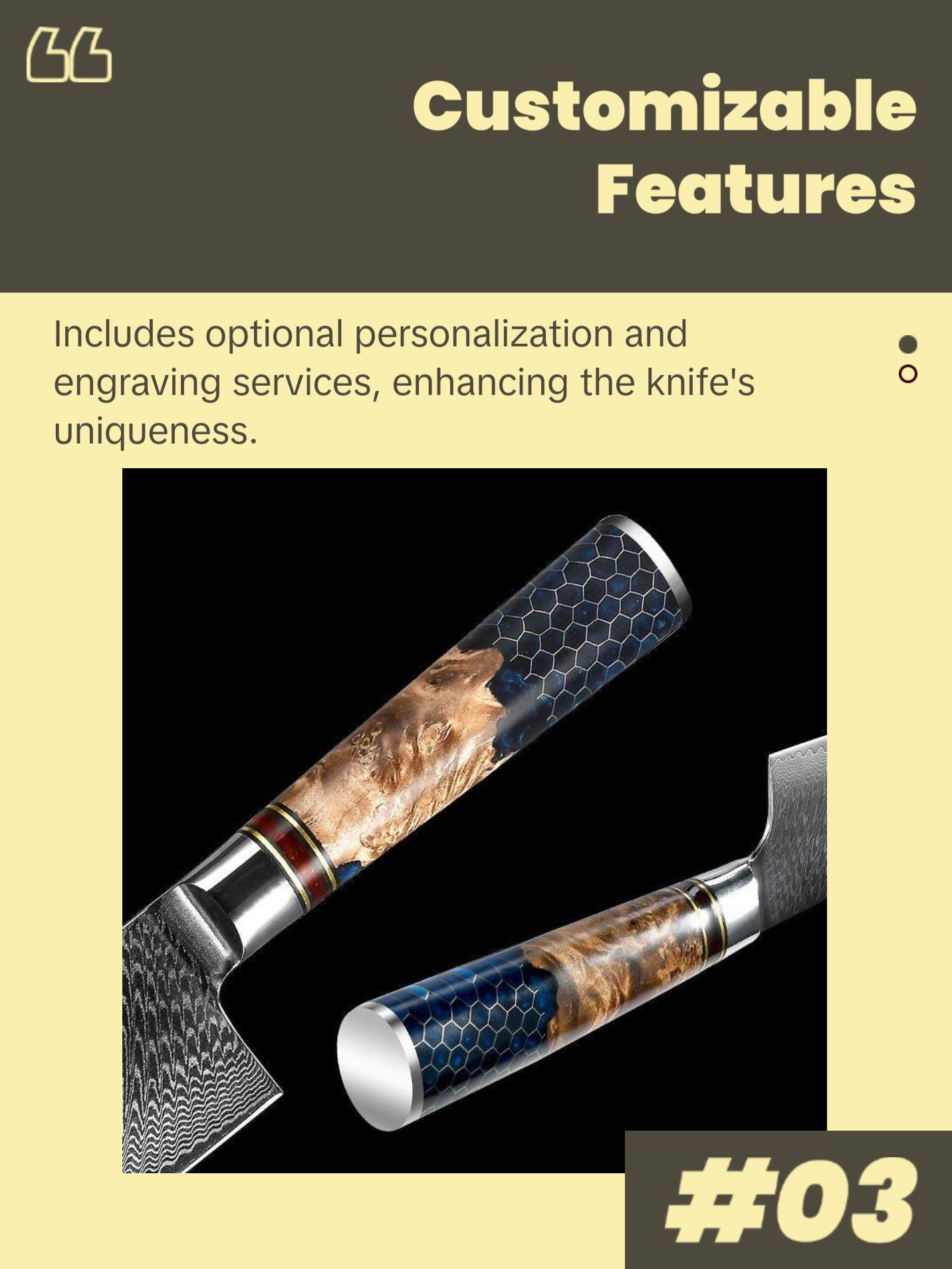 YAMATO VG10 9" Chef's Knife with Olive Burl Wood & Honeycomb Resin Composite Handle