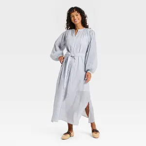 Women's Balloon Long Sleeve Collared Neck Maxi Shirtdress - Universal Thread