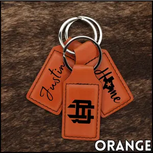 Customizable Leatherette Keychains | Laser Engraving included | Orange to Black