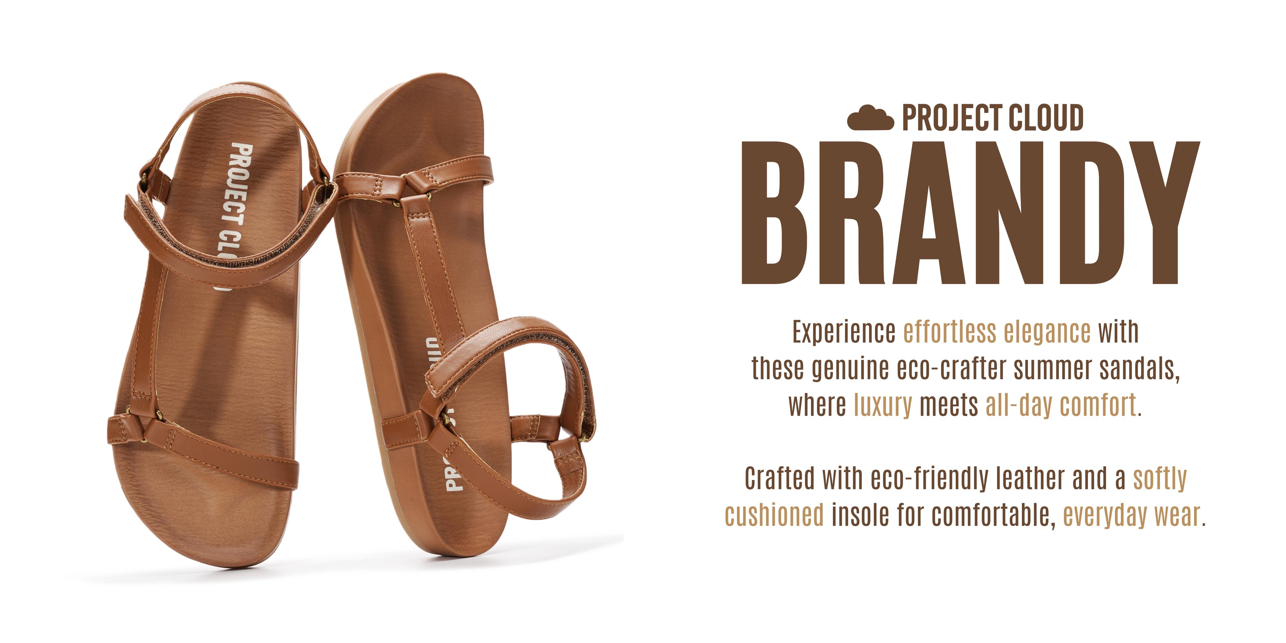 Project Cloud Women's | Platform Sandals Women | Plush and Soft Insole | Lightweight | Non-Slip - Brandy