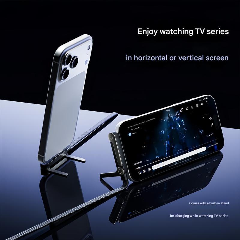 Invisible Holder Charger Cable with Stand, 240w super fast charging 2-in-1 Fast Charging Cord & Phone Stand for Gaming, Office, Car Travel, Compatible with iPhone Samsung Type-C charging cable Black