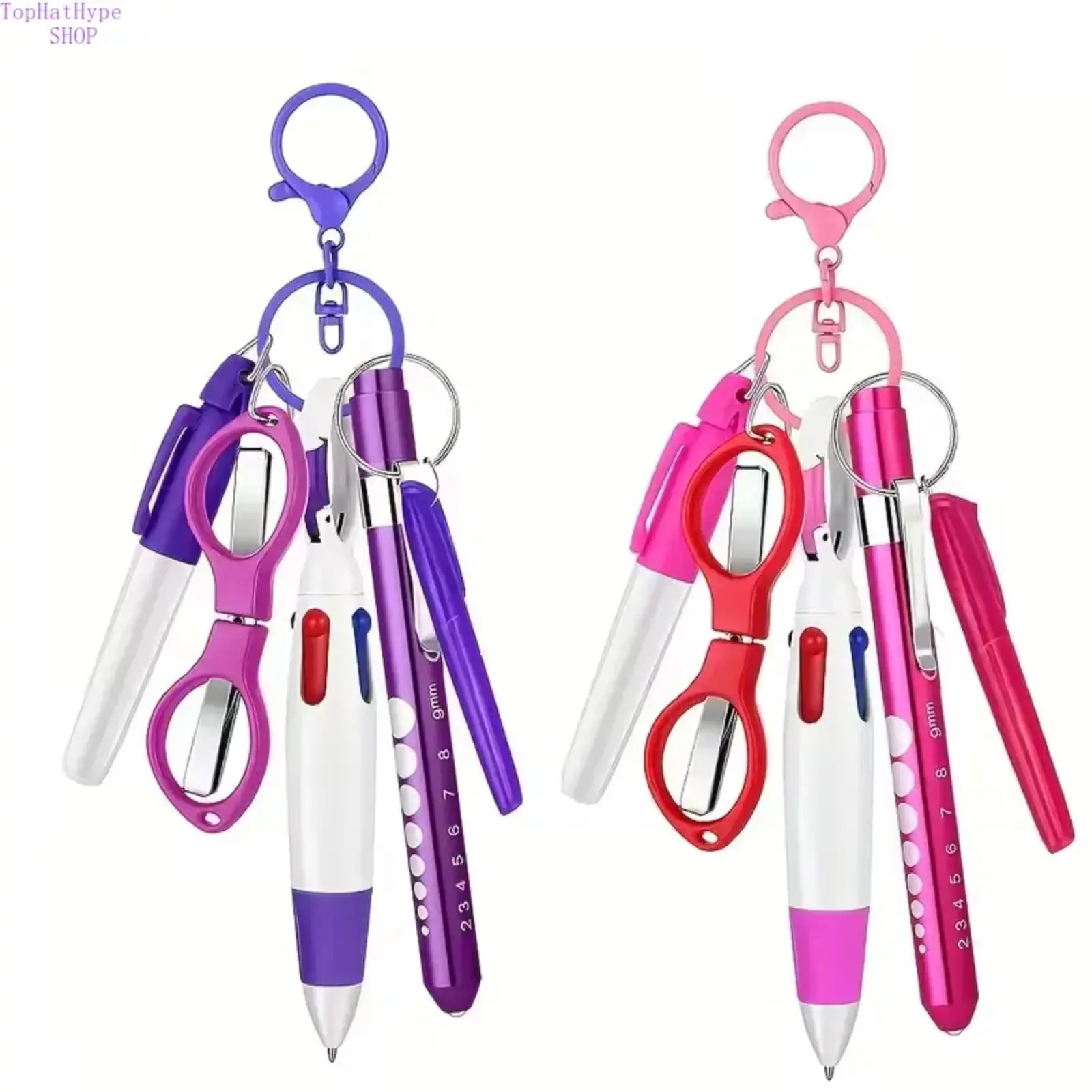 2 Sets Nurse Accessory Kit, Retractable Badge Reel Clips, Nursing Ballpoint Pens, Markers, Highlighters and Foldable Scissors, All-in-One Medical Work Supplies, Practical Daily Stationery Essentials for Nurses, Hospital Staff, Medical Workers, Office & St