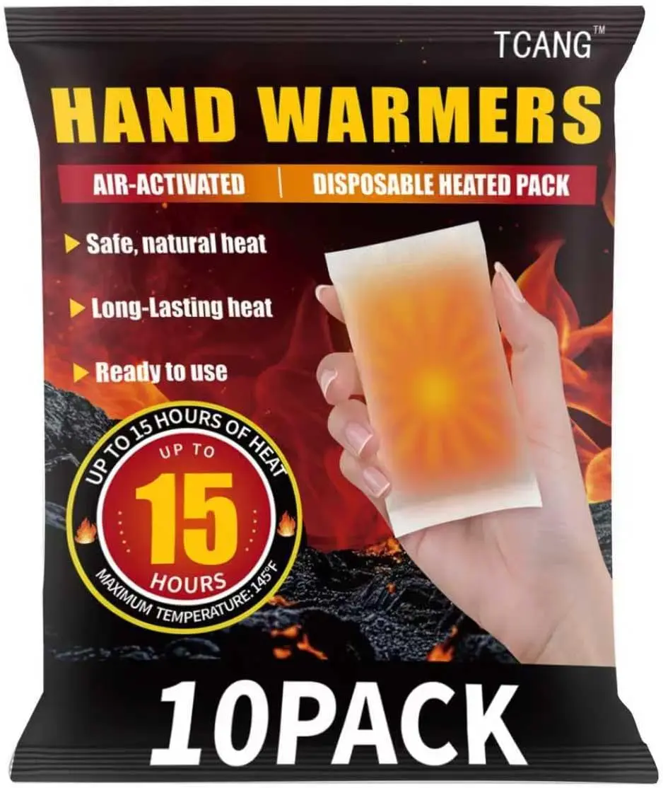10 Pack Hand Warmers Disposable - Up to 15 Hours of Heat - Super Long Lasting Air Activated Warmers, All Natural & Portable for Body, Hands & Toes - Odorless Hot Warmer Gifts for Winter Work