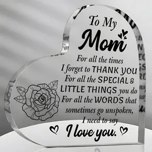 [Crystal Paperweight] 1pc Mom's Birthday Gift - 'I Love You Mom' Mother's Day Crystal Paperweight, Gifts From Daughter/Son for Christmas, Mother's Day, Birthday, Thanksgiving
