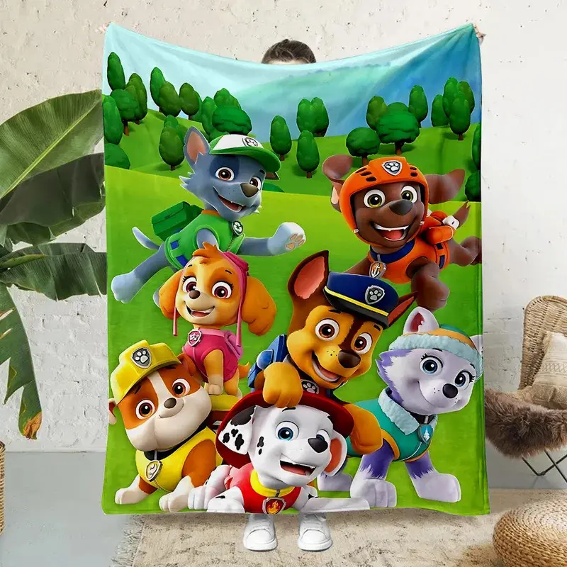 Kids Paw Patrol Traditional Cartoon Pattern Soft Polyester Blanket - Cozy All-Season Fleece Throw, Ideal for Bedtime Naps, Bed Sofa Use, Toddler Preschool Gifts for Birthdays Christmas Back to School, Bed Sofa Blanket, Cartoon Pattern Blanket