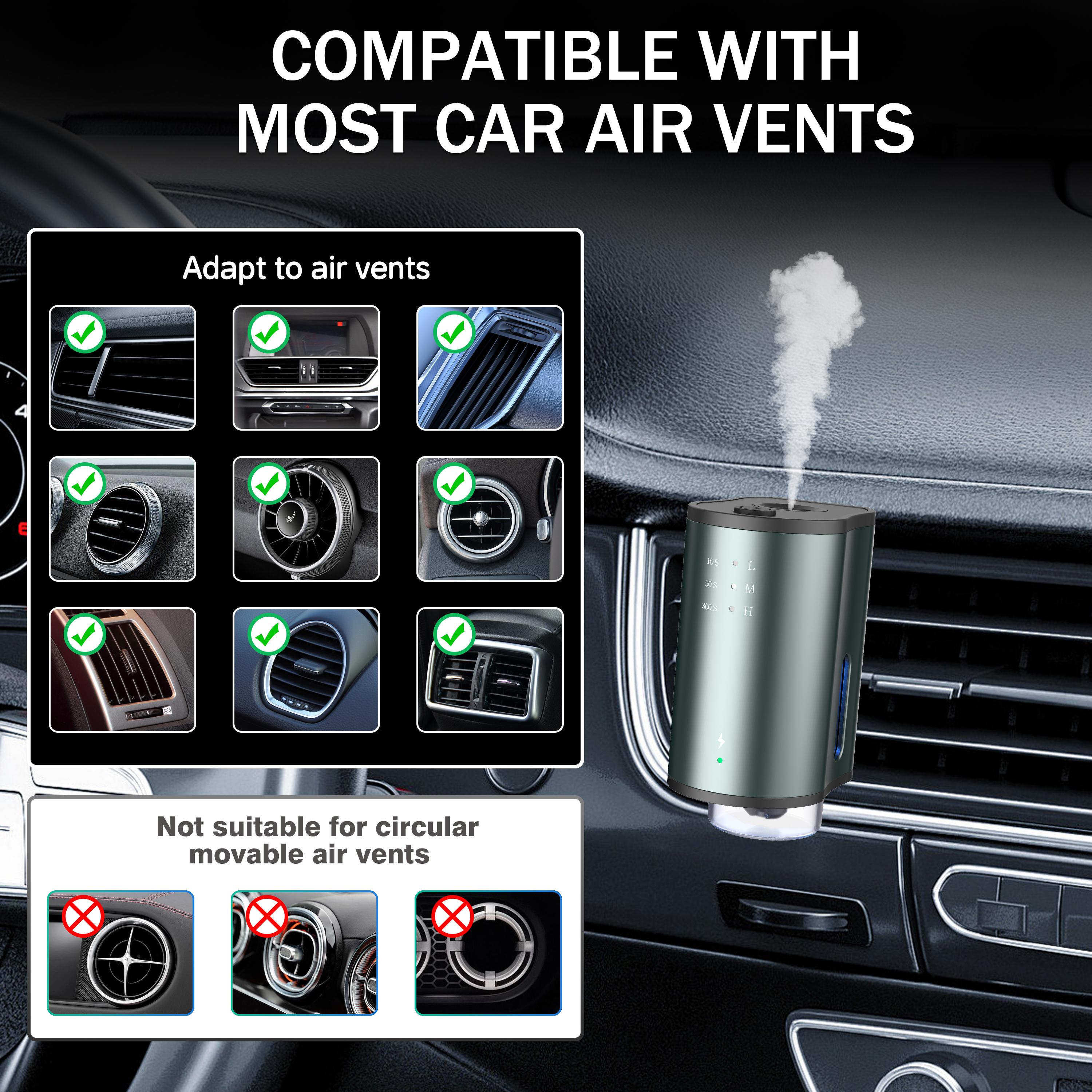 Smart Car Air Freshener: Three-Level Scent Control, Portable Waterless Diffuser, Aromatherapy with 3*10ML Natural Scents