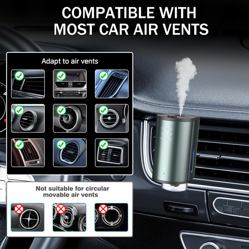 Smart Car Air Freshener: Three-Level Scent Control, Portable Waterless Diffuser, Aromatherapy with 3*10ML Natural Scents