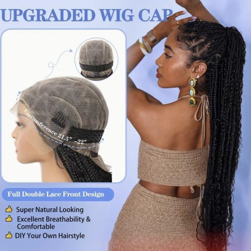 36 inch HD full lace braided wig for women triangle knotless box braided wig synthetic lace braided wig braided wig