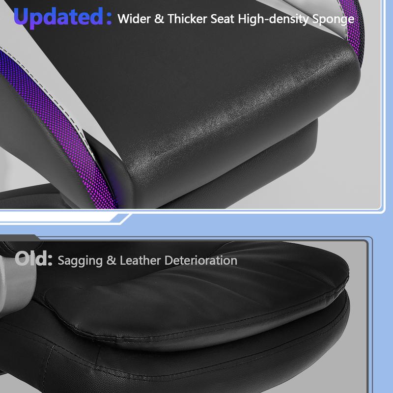 【RGB Series】Mr IRONSTONE L Shaped Gaming Desk with Led Lights Corner Computer Desk,L Shaped Desk with Carbon Fiber Surface, Home Office Desks Writing Workstation with Large Monitor Stand, Easy to Assemble, BacktoSchool