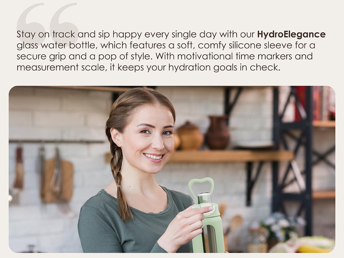 Sandjest Glass Water Bottle with Silicone Sleeve 24oz with Lid, Motivational Drinking Hydration Bottles for Men Women Gym Travel Sports Christmas Gift