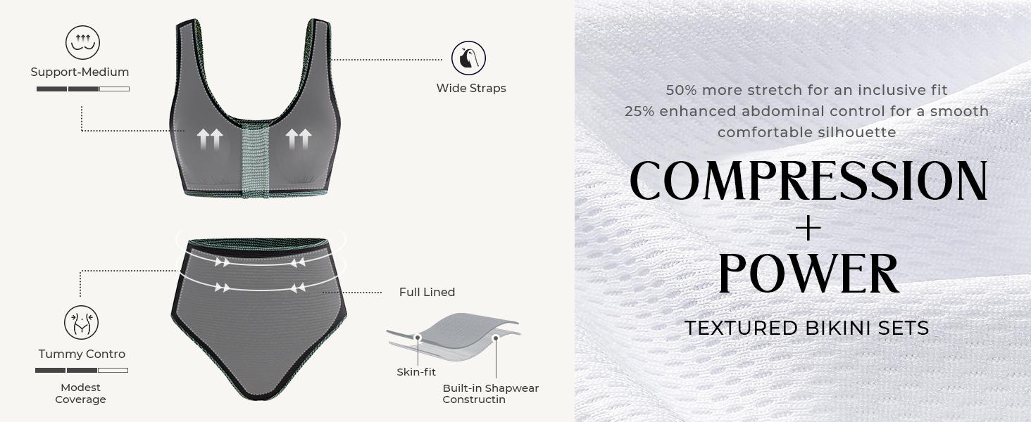 【S-2XL】Hanna Nikole Women's High Waisted Bikini Sets Two Piece Swimsuit with Tummy Control Textured Bathing Suits Tie Knot Swimwear for Beach Vacation SpringStatements