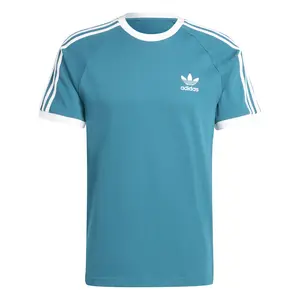 adidas Mens 3-Stripes Crew Neck Short Sleeve Casual Tops Casual - Blue