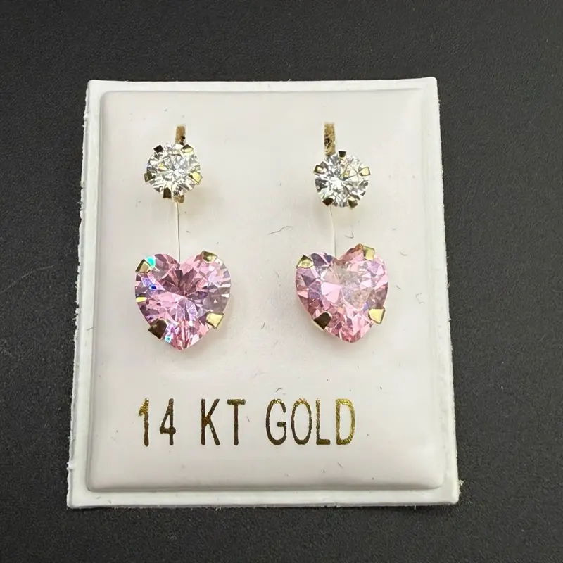 14k gold pink heart earrings 14k gold pink heart earrings