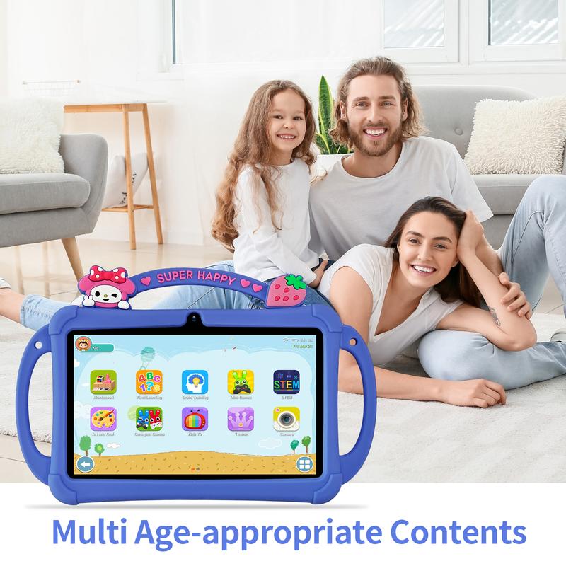 [TikTokShopJumpstartSale]PRITOM Kids Tablet 7 inch Android 13 Bluetooth WiFi HDScreen with Protective Case Parental Control System Dual Cameras Pre Installed Educational Apps Ideal Learning Tablet for Boys and Girls Pink Blue