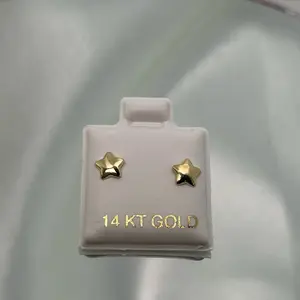 14K Gold Star Screwback Stud Earrings Cute and Elegant