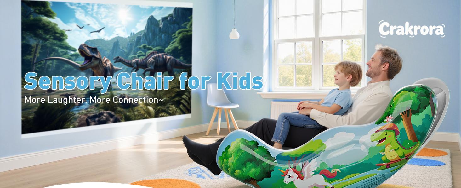 Crakrora Child-Sized Montessori Rocking Chair for 3-8 Year Old Boys, Inflatable Air Cloud Rocker Sofa with Storage, Sensory Room Supply for Autism ADHD, Premium Leak-Proof PVC, Portable Inflation, Self-Soothing Motor Skills Training Birthday Cool Gift,soh