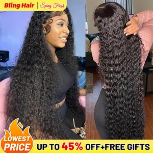 Bling Hair 180 Density 13x4/6 Hd Lace Frontal Wigs Brazilian 34 36 Inch Deep Wave Curly Real Hair Wigs 13x4 Glueless Drawstring Deep Wave Wig For Black Women Preplucked  TikTokShopHolidayHaul