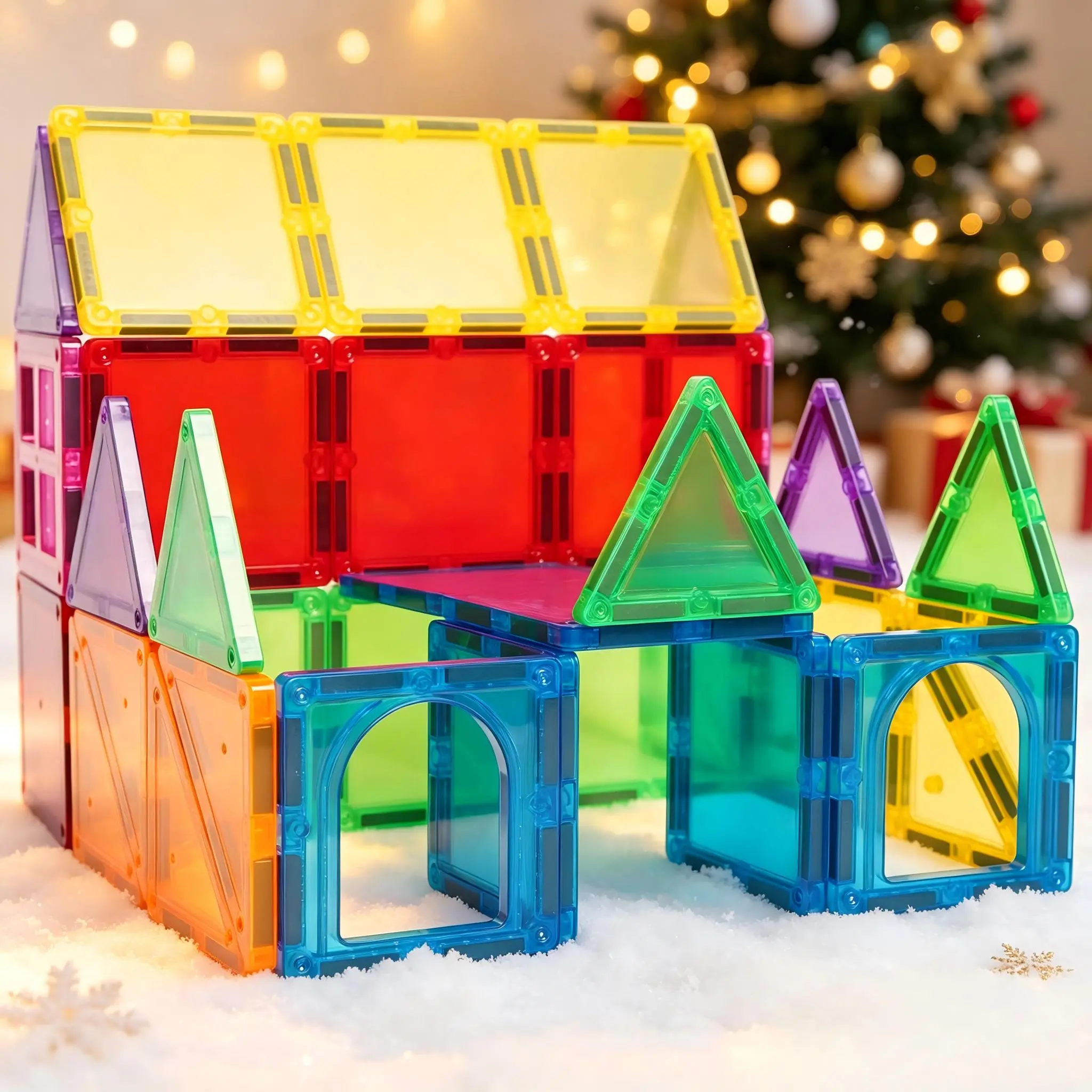 Unisex 20PCS Mini Transparent Magnetic Tile Set, Portable Montessori STEM Play Toy for Toddlers 3+, Travel Educational Birthday Gift for Kids