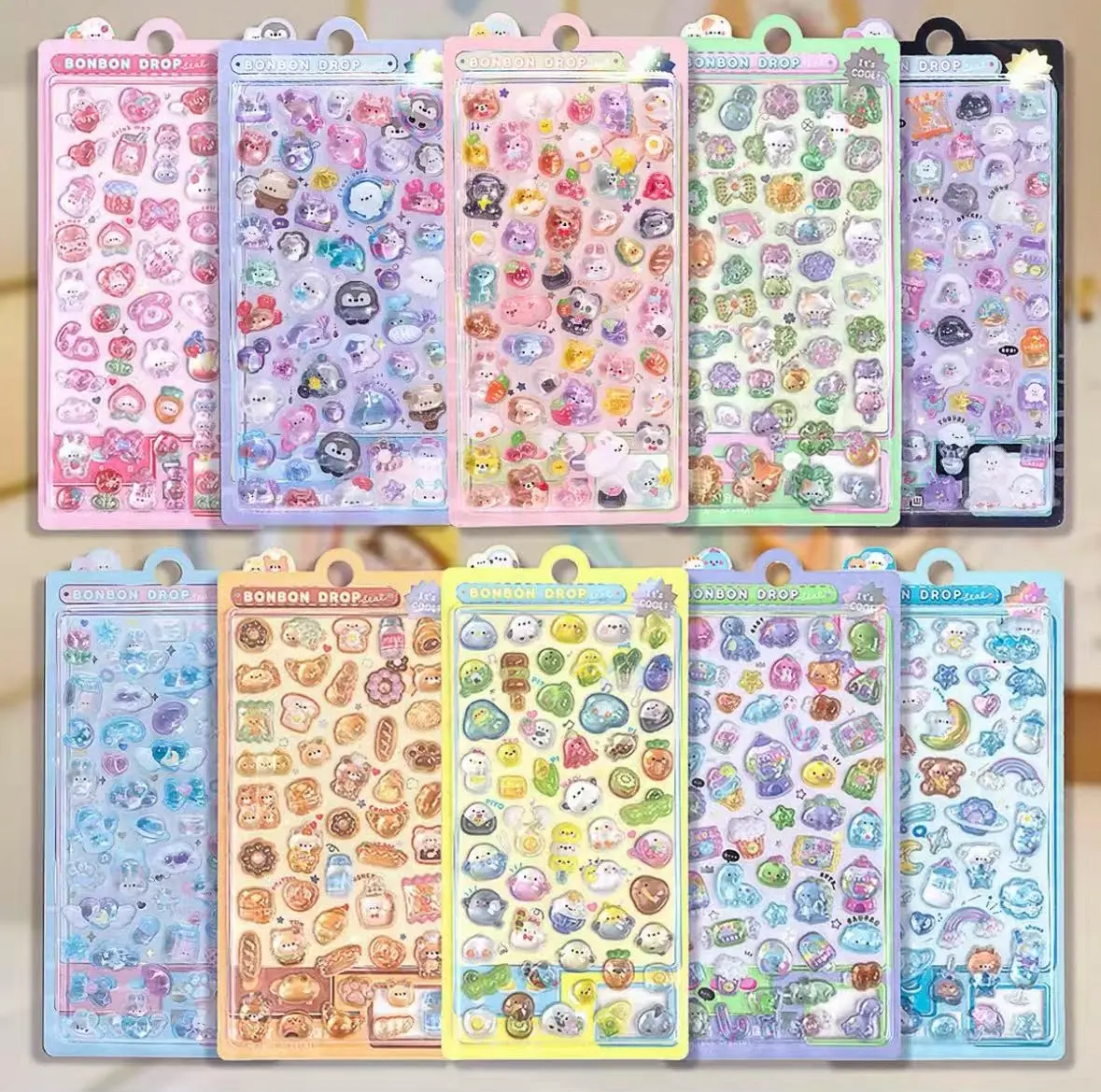 Kawaii Stickers Selectable 3D Puffy Carton Animal Sticker Random Design Cute 3D Sticker Room Decor DIY Decorative Decal for Phone Case Water Cup Supplies Shockproof Casing Protector