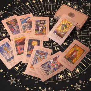 Witchy Cauldron Rose Gold Tarot Cards with Guide Book Waterproof Wrinkle Resistant Foil Tarot Deck for Beginners Includes Chakras Planets Zodiac Signs Elements & Affirmations