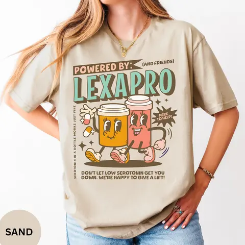 Powered by Lexapro T-SHIRT Or Sweatshirt, Mental Health T-Shirt, Powered by Antidepressants Shirt Dark Humor Tshirt, Depression Anxiety Sweatshirt / T-shirt short-sleeve