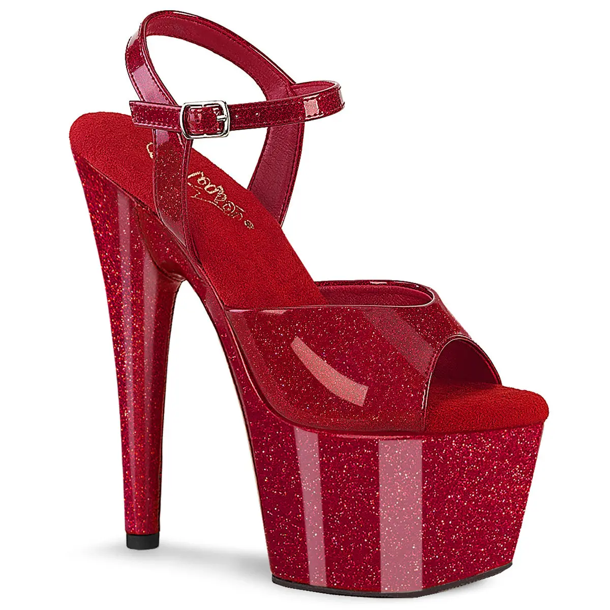 Pleaser Adore-709GP Women's High Heel Dance Sandals - Stylish, 7 in Heels, 2 3/4-inch Platform, Ankle Strap, Wrapped Sole, Statement Shoes, High Heels