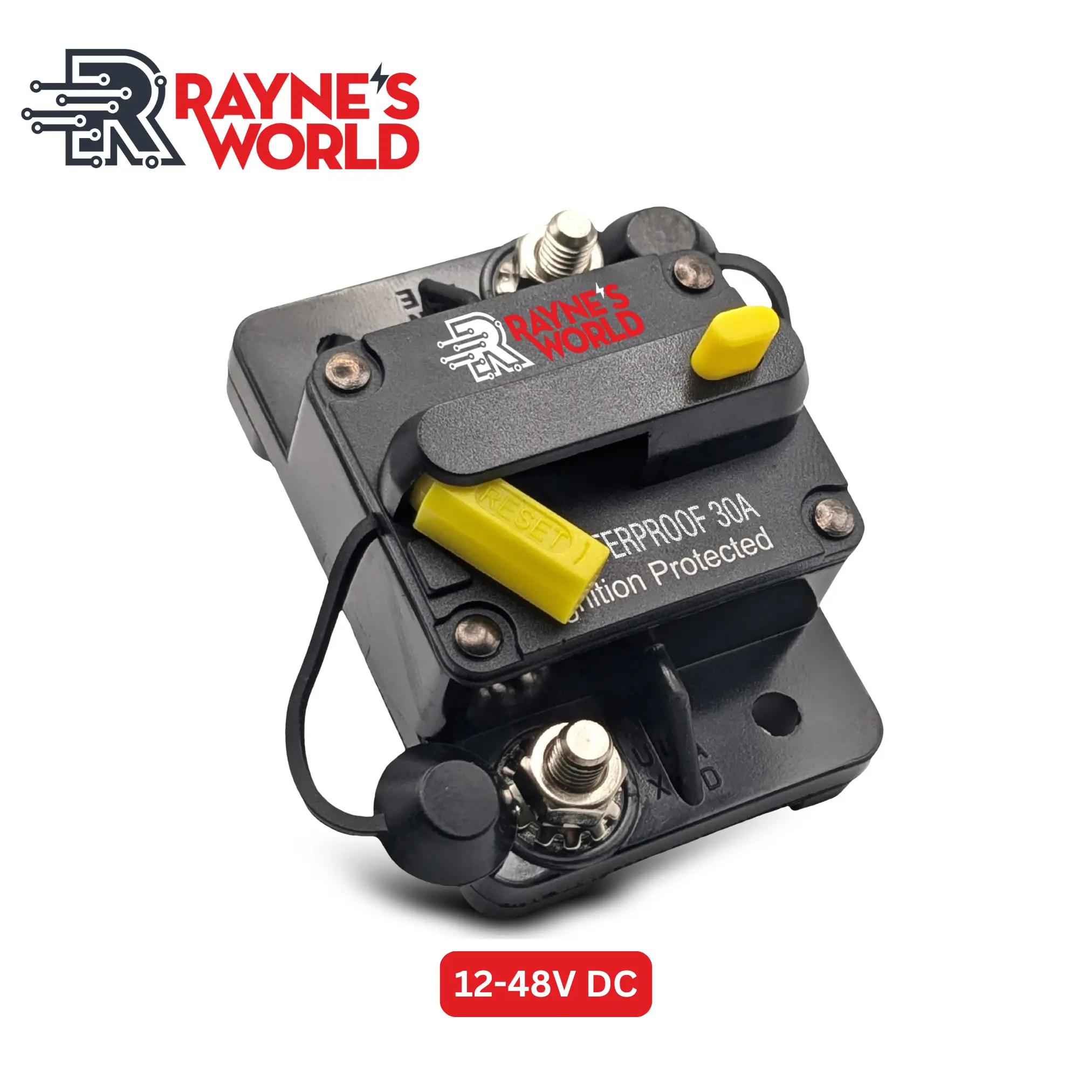 Rayne's World 30-300A 12V-48V DC Waterproof Circuit Breaker Manual Reset - Car Stereo, RV, Solar Power, Automotive, Marine, Trolling Motor