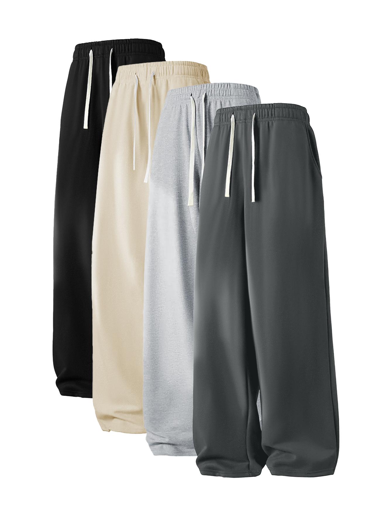 Men's Regular Fit Drawstring Casual Pants - Soft and slightly stretchy fabric, comfortable and breathable, drawstring waist adjustment, solid color, perfect for outdoor sports and fitness activities in spring and summer Plain Trouser Menswear