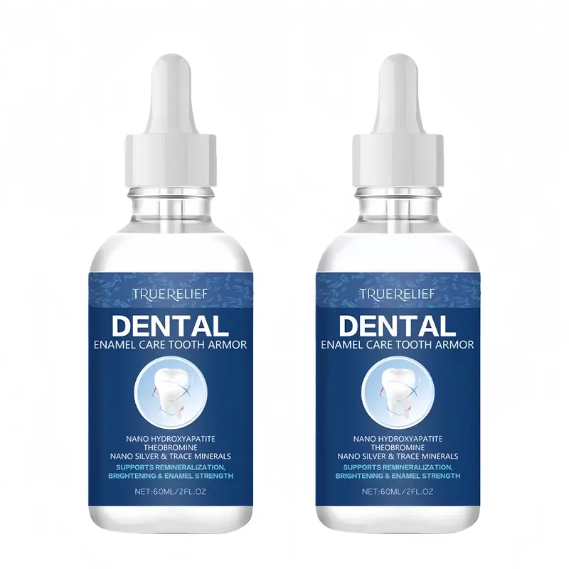 TRUERELIEF Tooth Armor Liquid Drops, Clinical-Grade Fluoride-Free Oral Care for Adults - Nano Hydroxyapatite Teeth Brightener, Brightening Anti-Cavity Protector, Colloidal Silver Sensitive Repair, Clinical-Grade Protection, Daily Family-Friendly Care