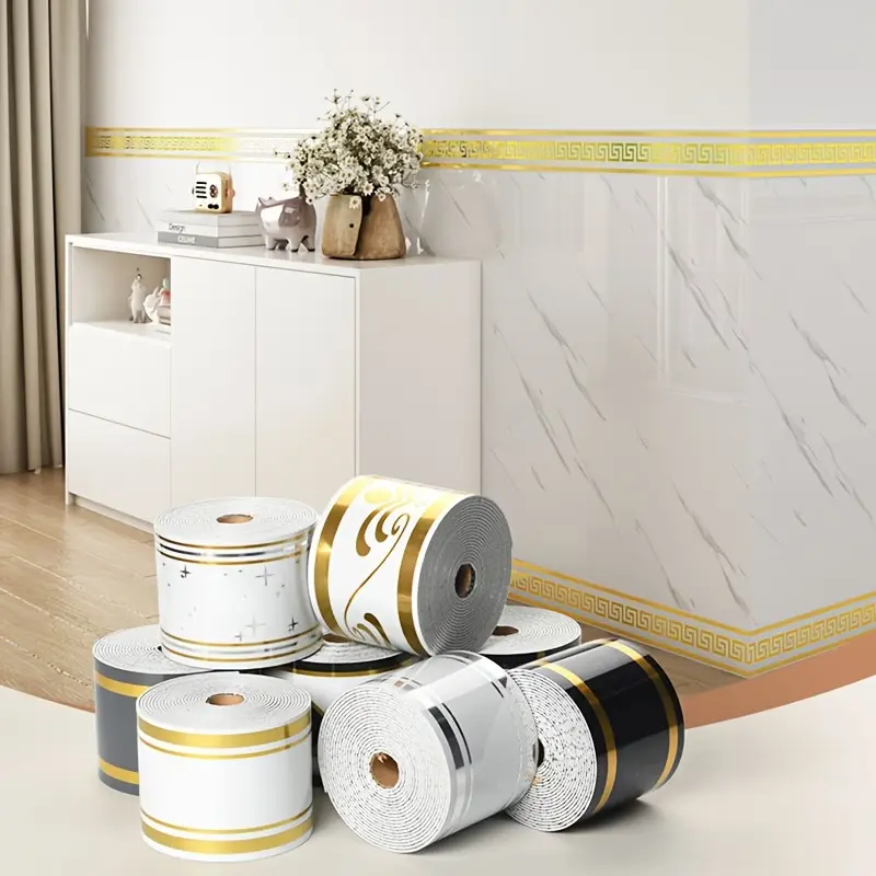 Self-Adhesive Vinyl Baseboard - 3.94in x 196.85in Wall Panel Molding, Peel & Stick Corner Guard, Removable Skirting Board, DIY Floor Protection, Countertop Edge Guard, Ceiling Trim, No-Tool Easy Installation