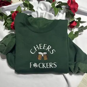 [Made in US] Cheers F*ckers Embroidered Sweatshirt: Funny St Patrick's Day Crewneck, trending 2026 gifts