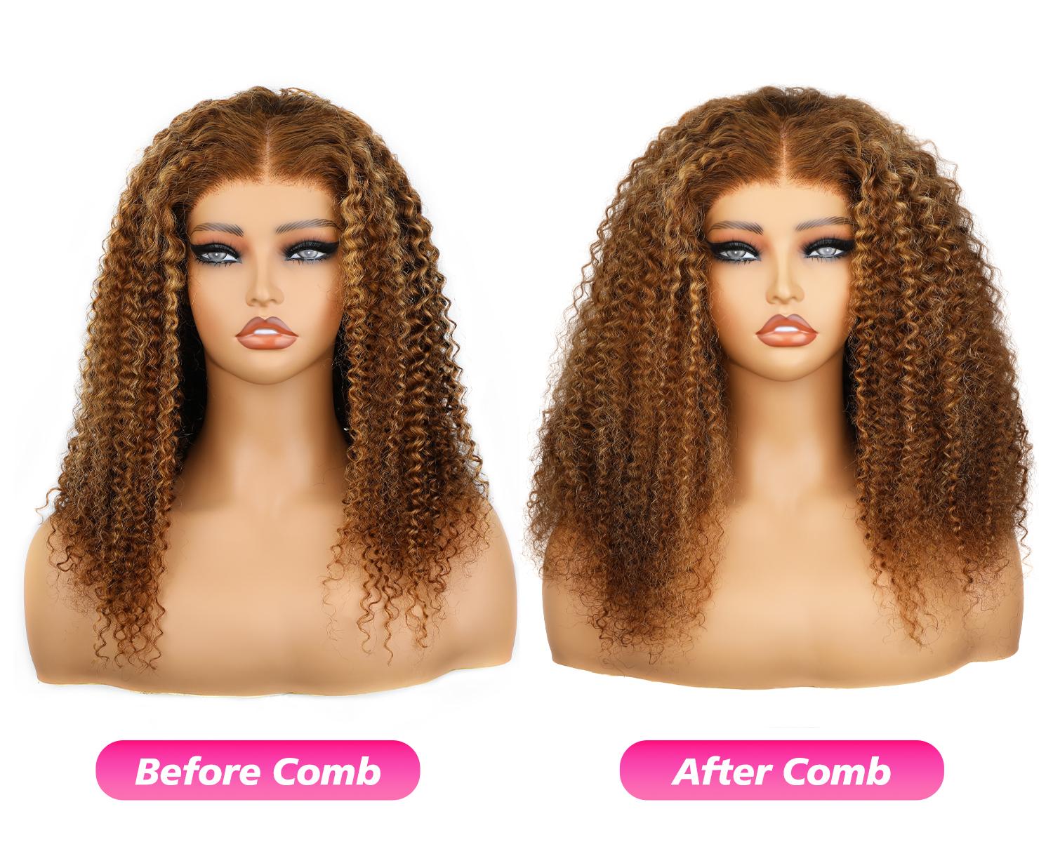 New Arrival 7X5 Wear Go Glueless Human Hair Wigs For Women Pre Cut Lace Highlight Kinky Curly Human Hair Wear Go Wigs 180% Density #dealsforyoudays
