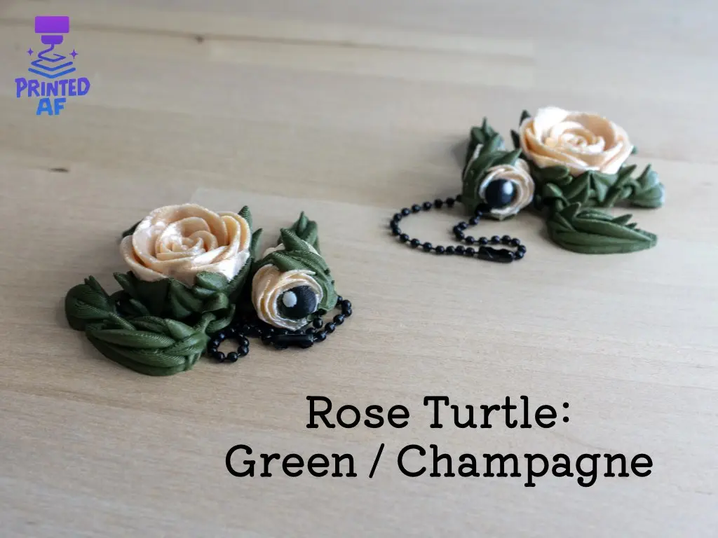 Rose Turtle Keychain - Green / Champagne Rose Turtle Keychain - Green / Champagne