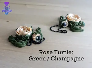 Rose Turtle Keychain - Green / Champagne