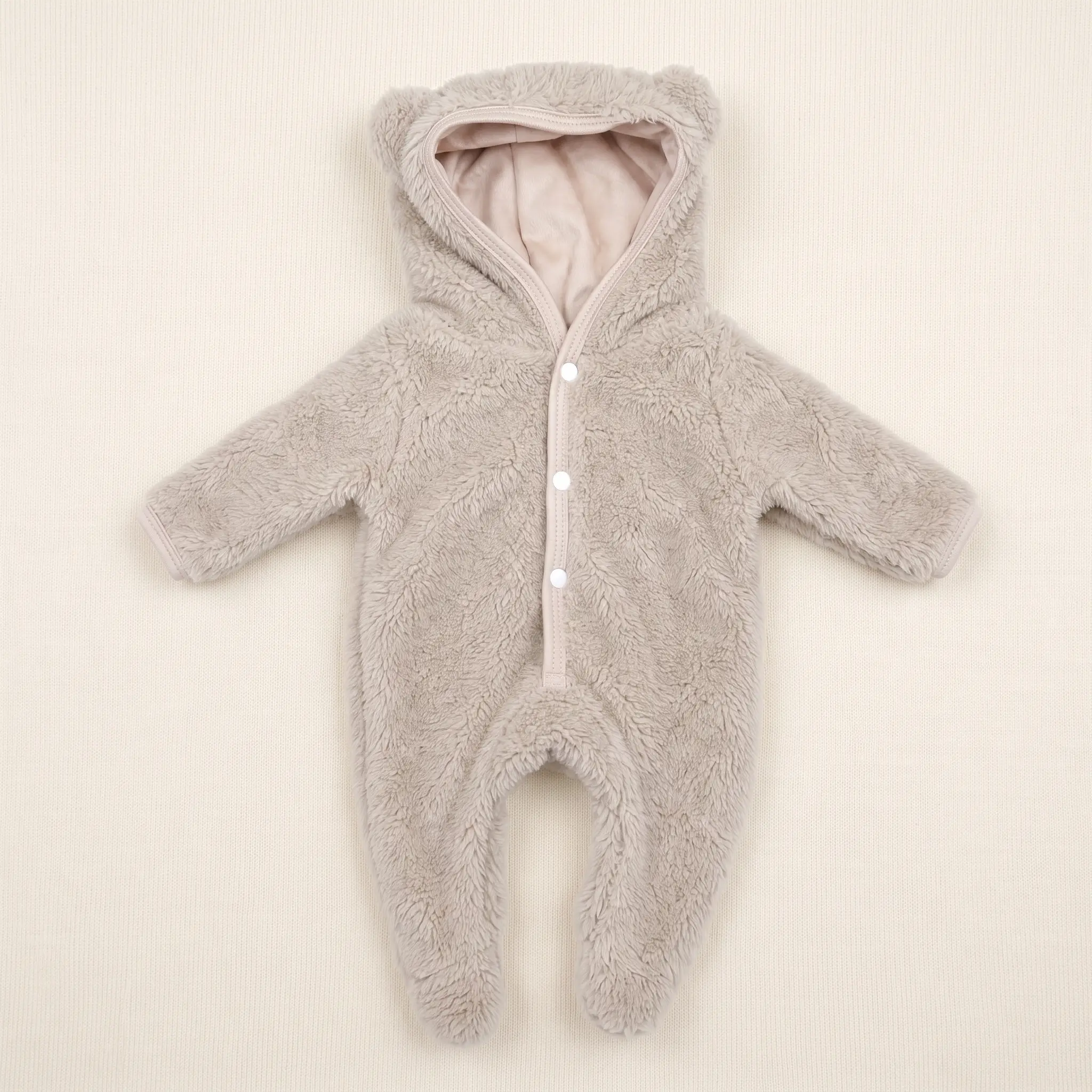 【Colorlizard】18-Inch Realistic Reborn Baby Doll Unisex Warm Plush Hooded Footed Romper - Soft Teddy Bear-Style Doll Accessory for Warmth