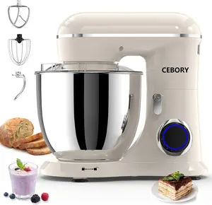 3-IN-1 Electric Stand Mixer, 6.5QT Bowl 660W 10-Speed Kitchen Mixer, Household Food Mixers include Dough Hook, Beater and Whisk, Bread Cake Mixer for Baking and Most Home Cooks, Almond Cream gadgets