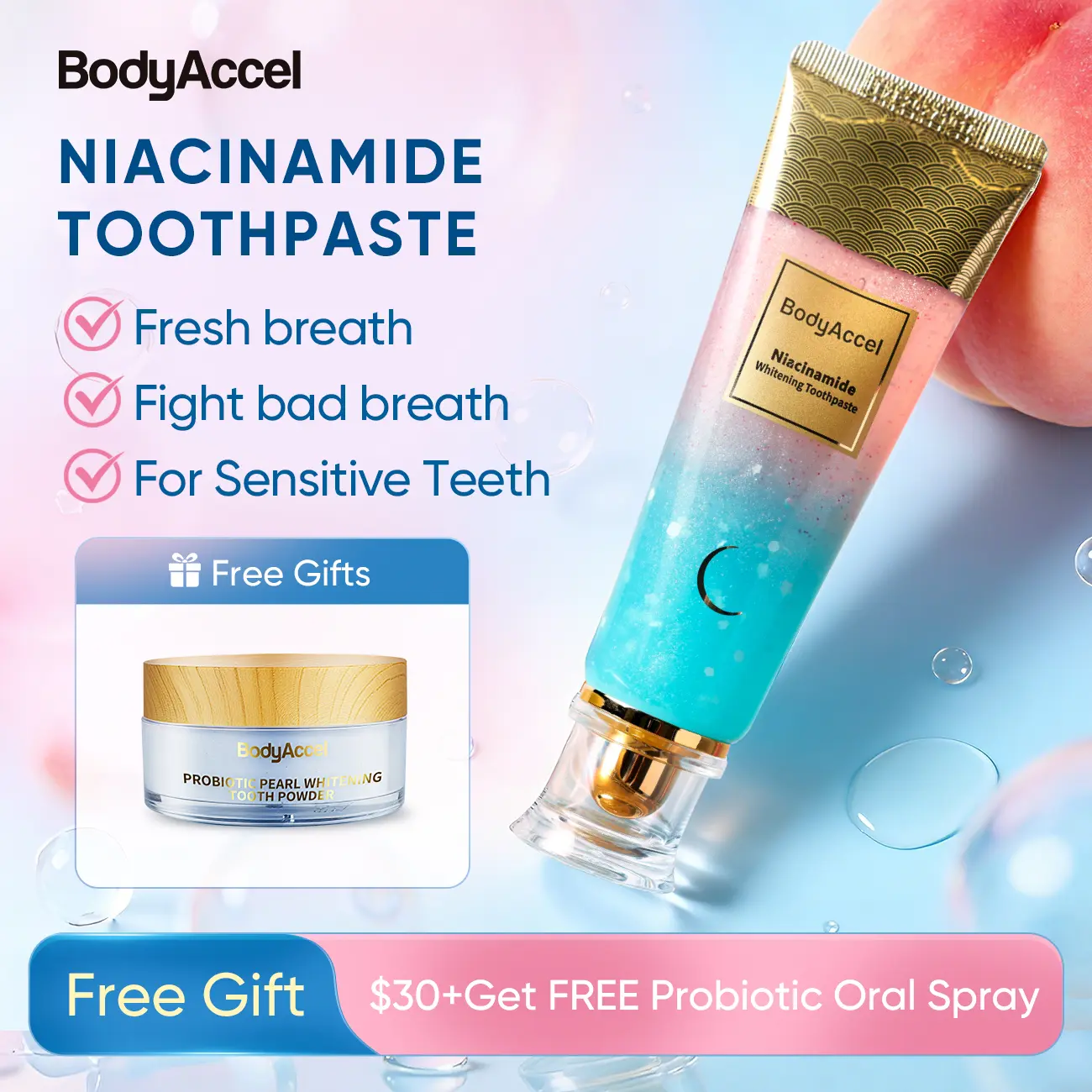 【BodyAccel】Niacinamide Whitening Teeth Toothpaste -Z 【BodyAccel】Niacinamide Whitening Teeth Toothpaste -Z