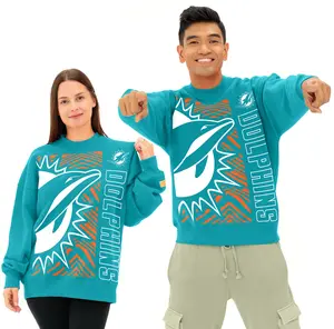 Zubaz NFL   90s Drop Shoulder Crewneck -MVP, MIAMI DOLPHINS