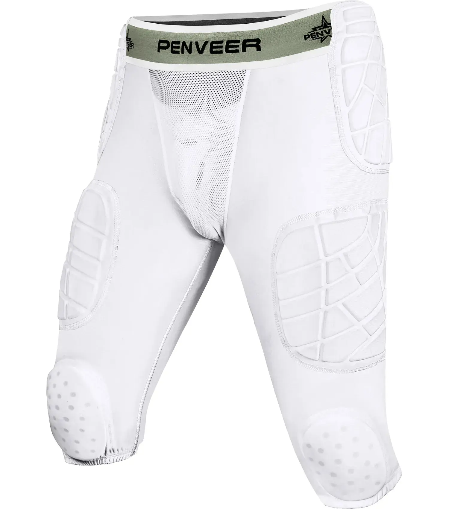 Penveer Youth Boys' American Football Girdle - Slim-Fitting, Breathable 7-Pad Compression Shorts with Cup Pocket, Anti-Slip Elastic Waistband, Quick Dry for Game Day, Practice, Dryer-Safe on Low Settings