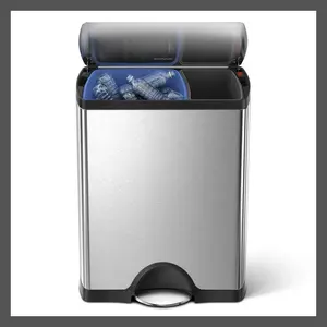 simplehuman Dual-Compartment Trash Can Silver 46L Dual Compartment Kitchen