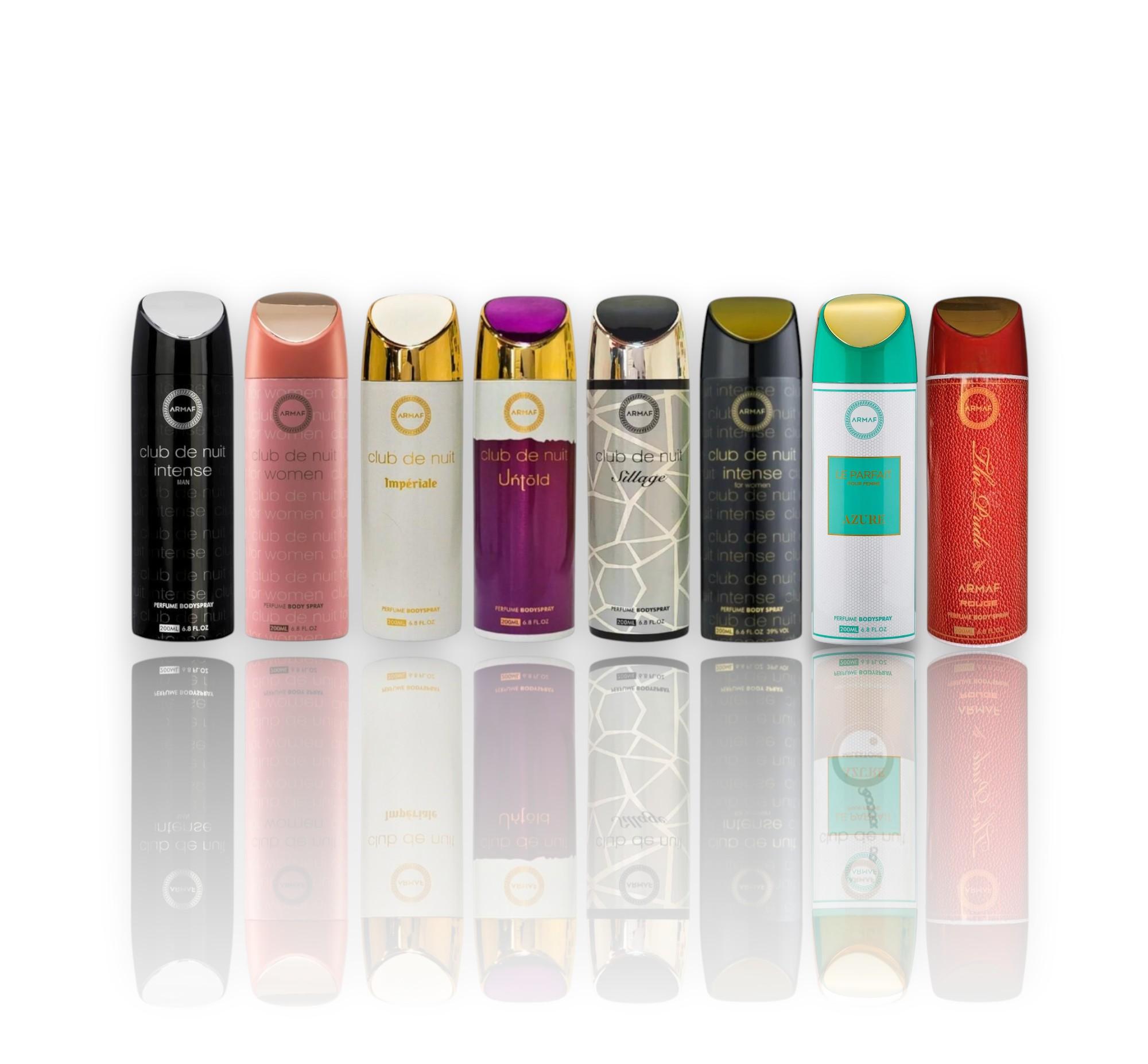 Armaf Mega Body Spray Bundle | Club de Nuit | Club de Nuit Man + Club De Nuit Woman + Imperiale + Untold + Sillage + Club de Nuit Intense Women + Le parfait Blue+ Rouge | Eau De Parfum | 200 ML - 6.7 oz | Citrus - Bergamot & Amber Notes