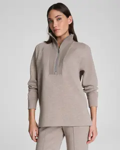 Spanx Air Essentials Brushed Half Zip Tunic Heather Birch