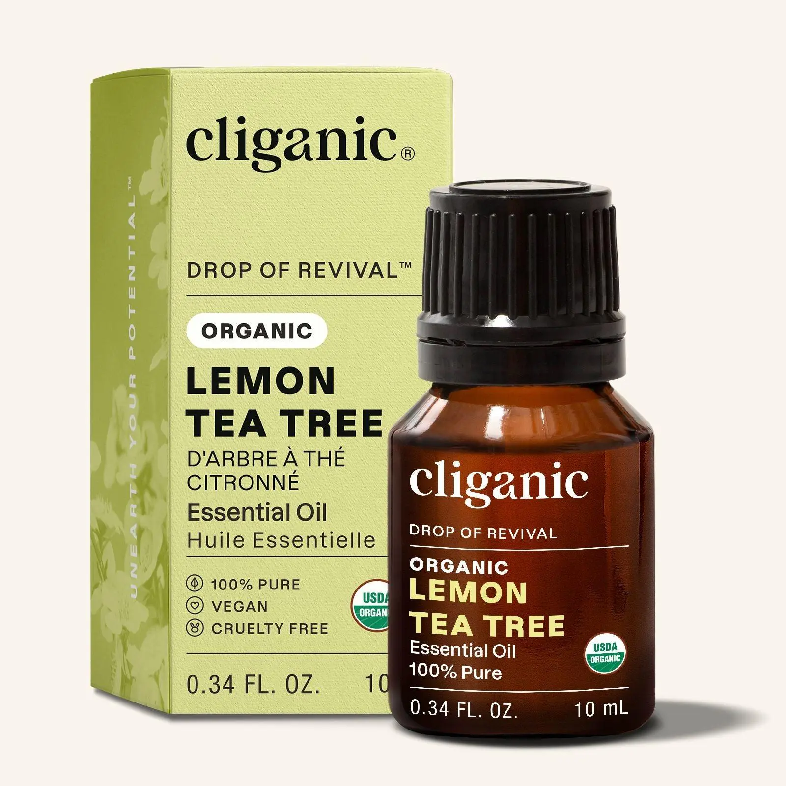 Cliganic Organic Lemon Tea Tree Essential Oil, 100% Pure Natural for Aromatherapy Non-GMO Verified