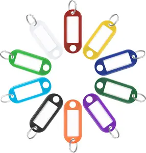 40 Pack Tough Plastic Key Tags with Split Ring Label Window, Assorted Colors