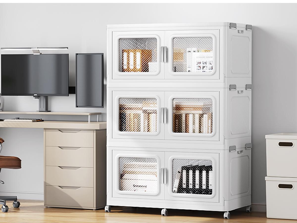 BROVIEW V80 165-300Gal Plastic Collapsible Storage Bins, Plastic Extra Large Storage Bins with Wheels, Stackable Closet Organizer and Storage Drawers, Black