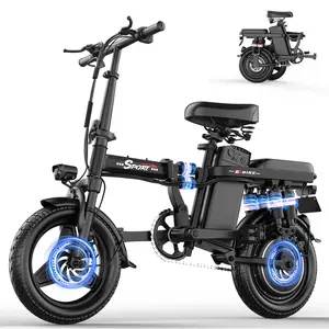DGZ F12 Electric Bike for Adults, 1200W Motor, 48V 15AH Removable Battery, MAX Speed 25MPH, 24-40Miles Long Range Commuting Ebike, Lightweigh 14" Folding Electric Bicycle for Commuting