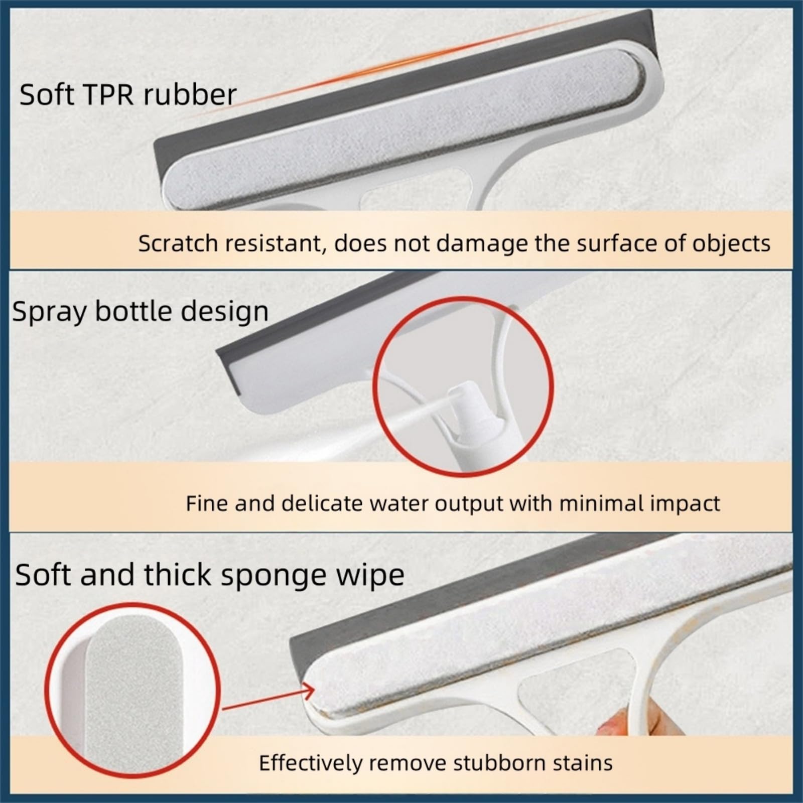 New 3-in-1 Window Cleaning Scraper with Spray Function – Squeegee, Scraper & Brush for Shower Glass, Windows, Mirrors & Doors – All-Purpose Tool