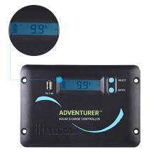 Renogy 30A 12V/24V PWM Solar Charge Controller with LCD Display Flush Mount Design Negative Ground, Compatible with Sealed, Gel, Flooded and Lithium Batteries, Adventurer 30A,black Charger