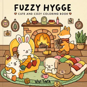 Fuzzy Hygge: Cute and Cozy Coloring Book for Adults & Teens Featuring Adorable Animals Characters for Stress Relief